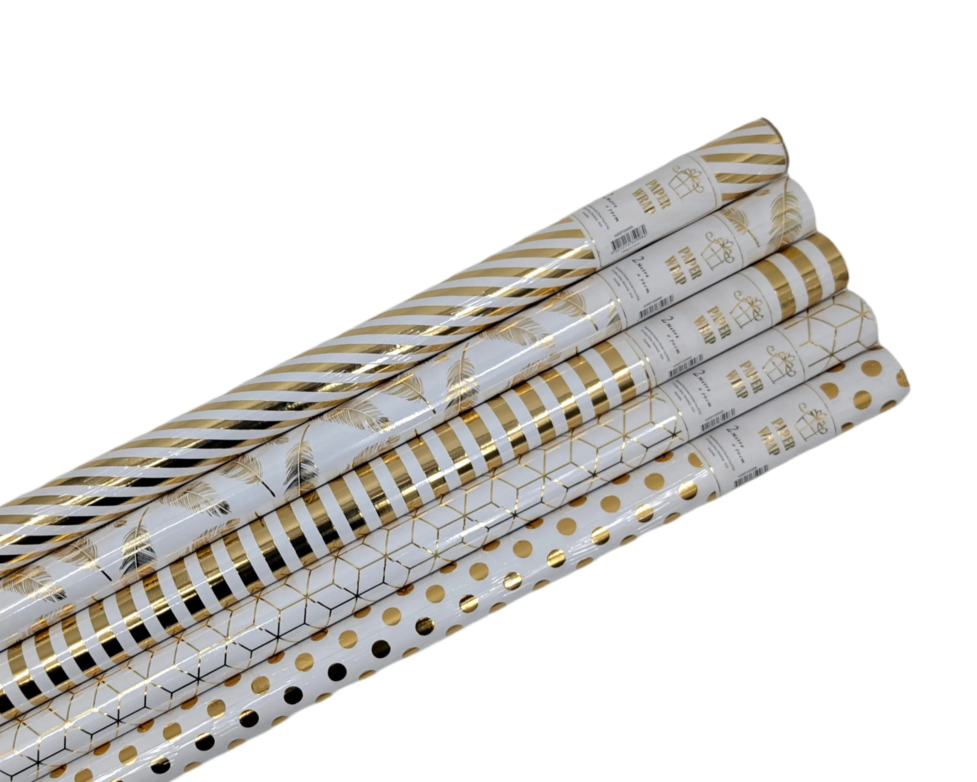 bulk 50 Gold Foiled Everyday Gift Wrap Assort 200cm