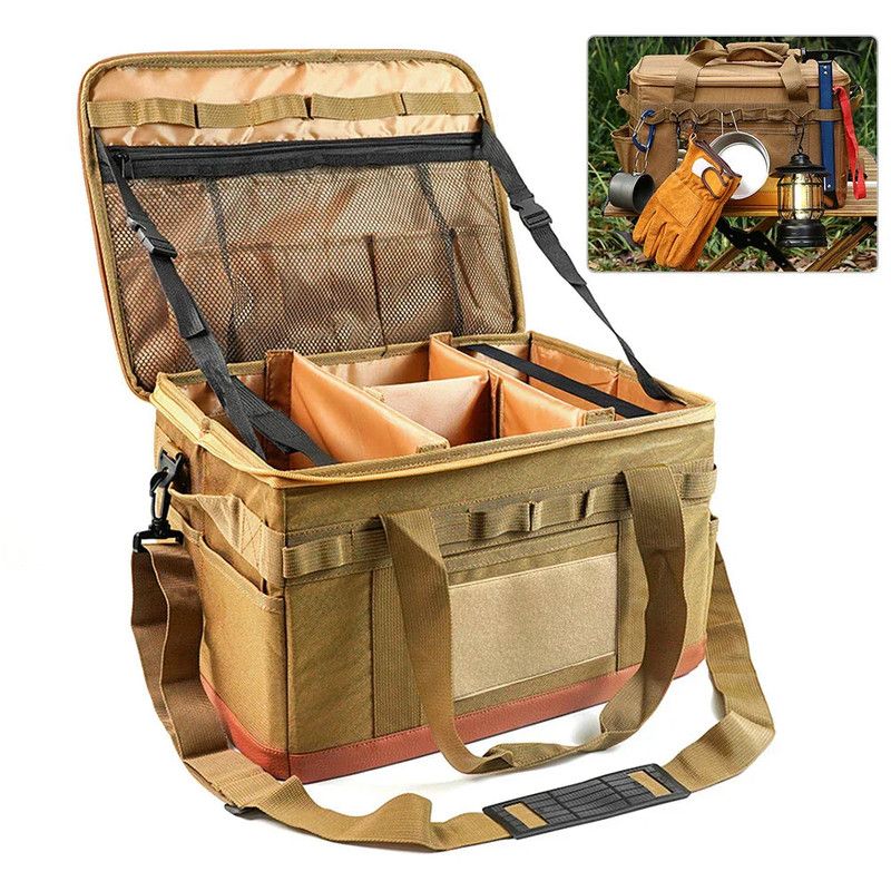 30L Camping Organizer Storage Bag Khaki view 2
