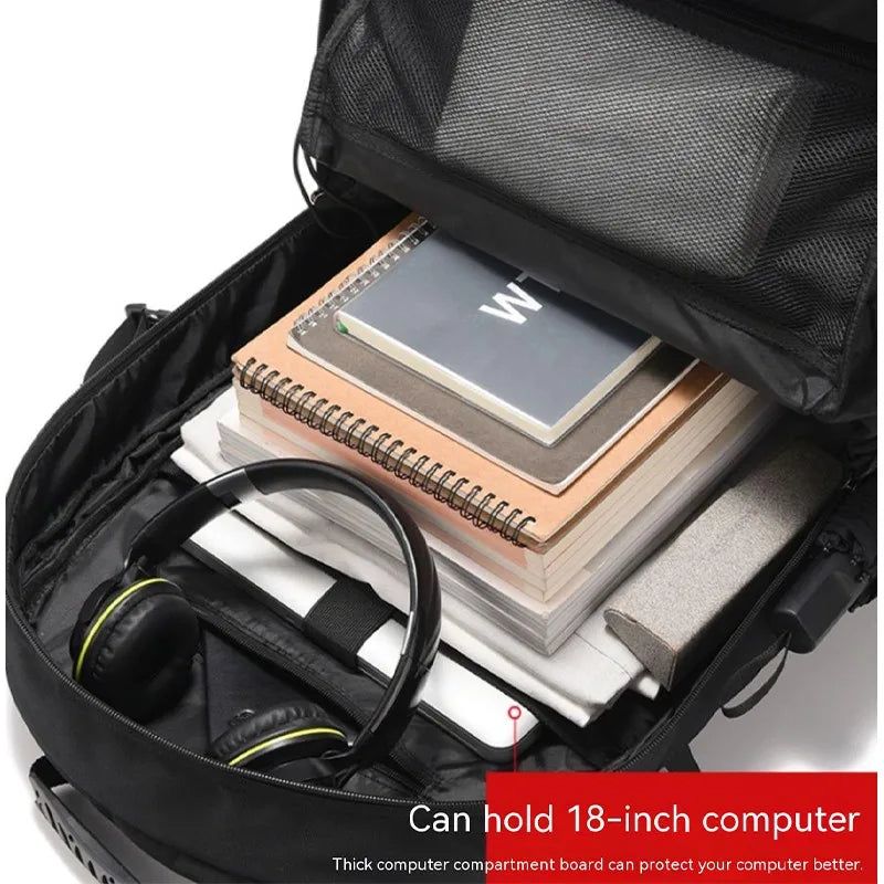 80L Mens Travel Backpack Waterproof Black view 5