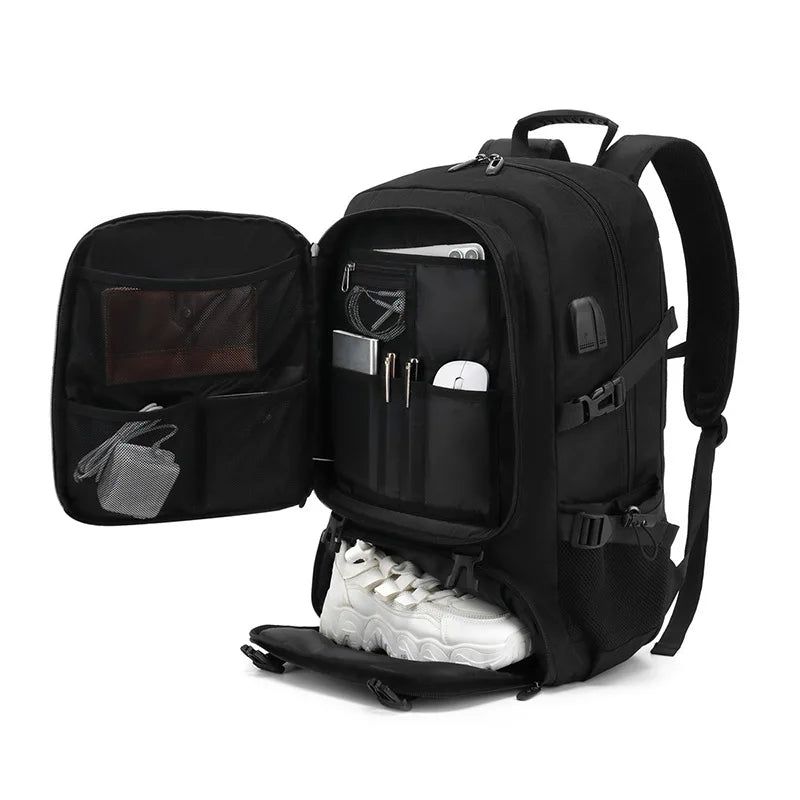 80L Mens Travel Backpack Waterproof Black view 7