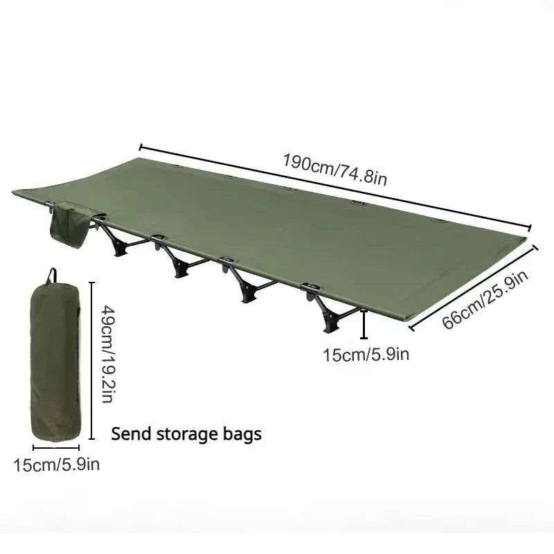 Portable Camping Cot Compact Folding Bed Green view 2