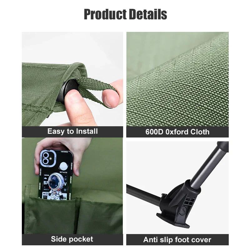 Portable Camping Cot Compact Folding Bed Green view 4
