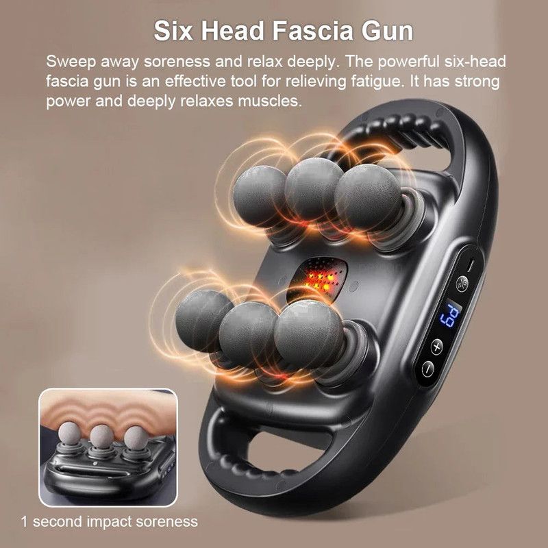 6-Head Fascia Massage Gun Tissue Muscle Black view 5