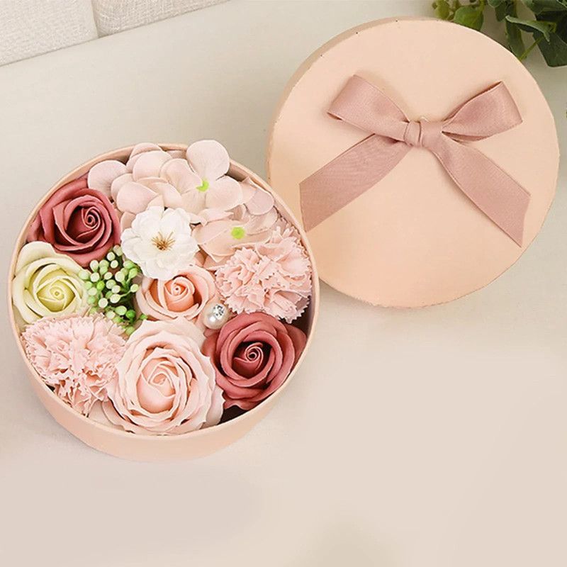Non-Withered Soap Flower Small Round Box Decoration Set view 2