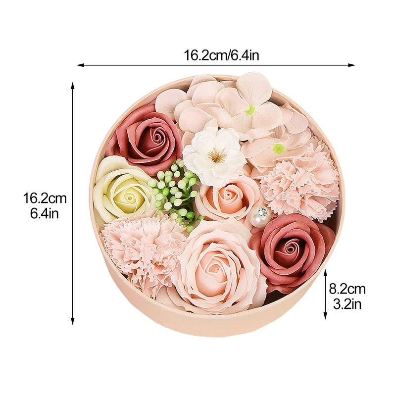 Non-Withered Soap Flower Small Round Box Decoration Set view 3