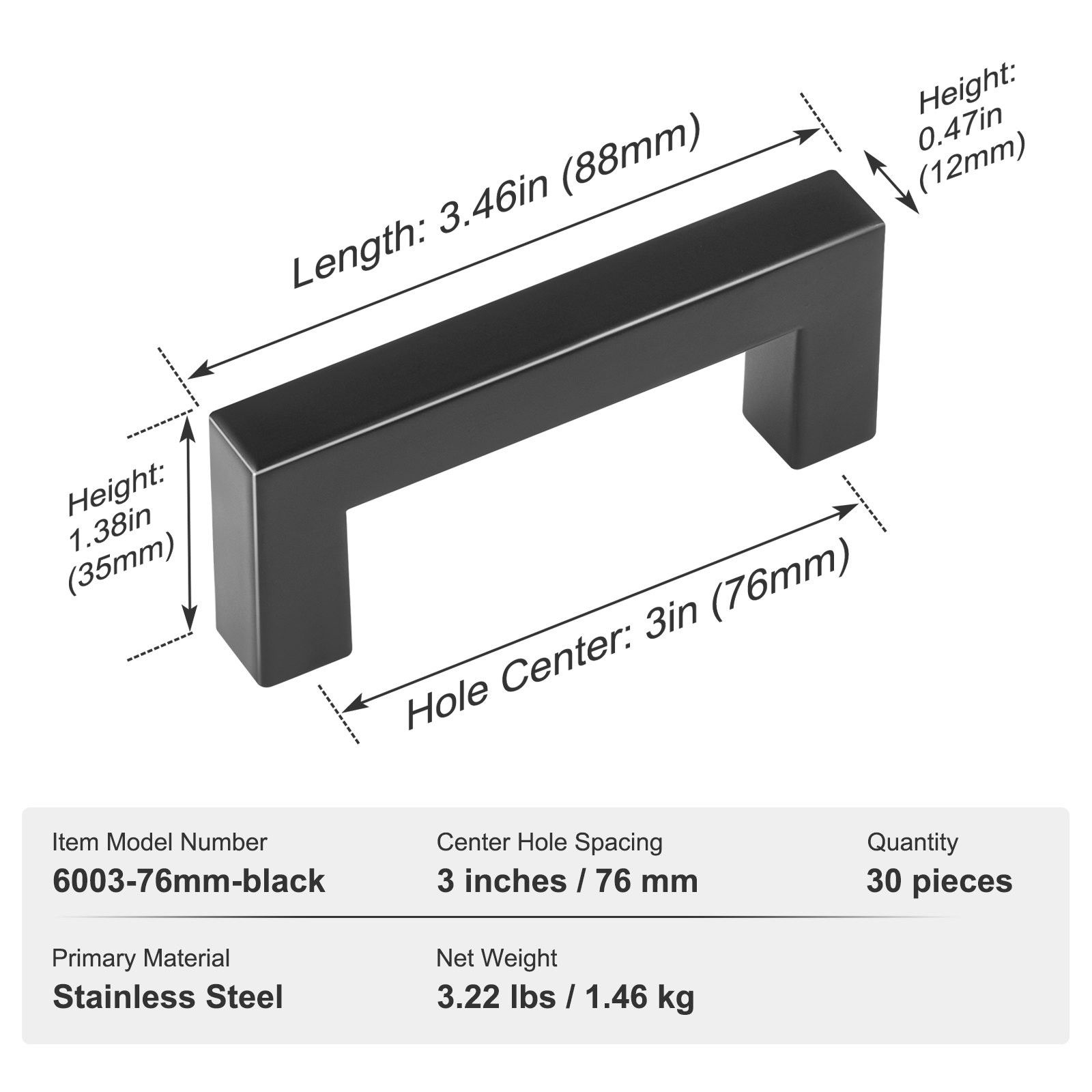 10 Pack Cabinet Pulls 3in view 4