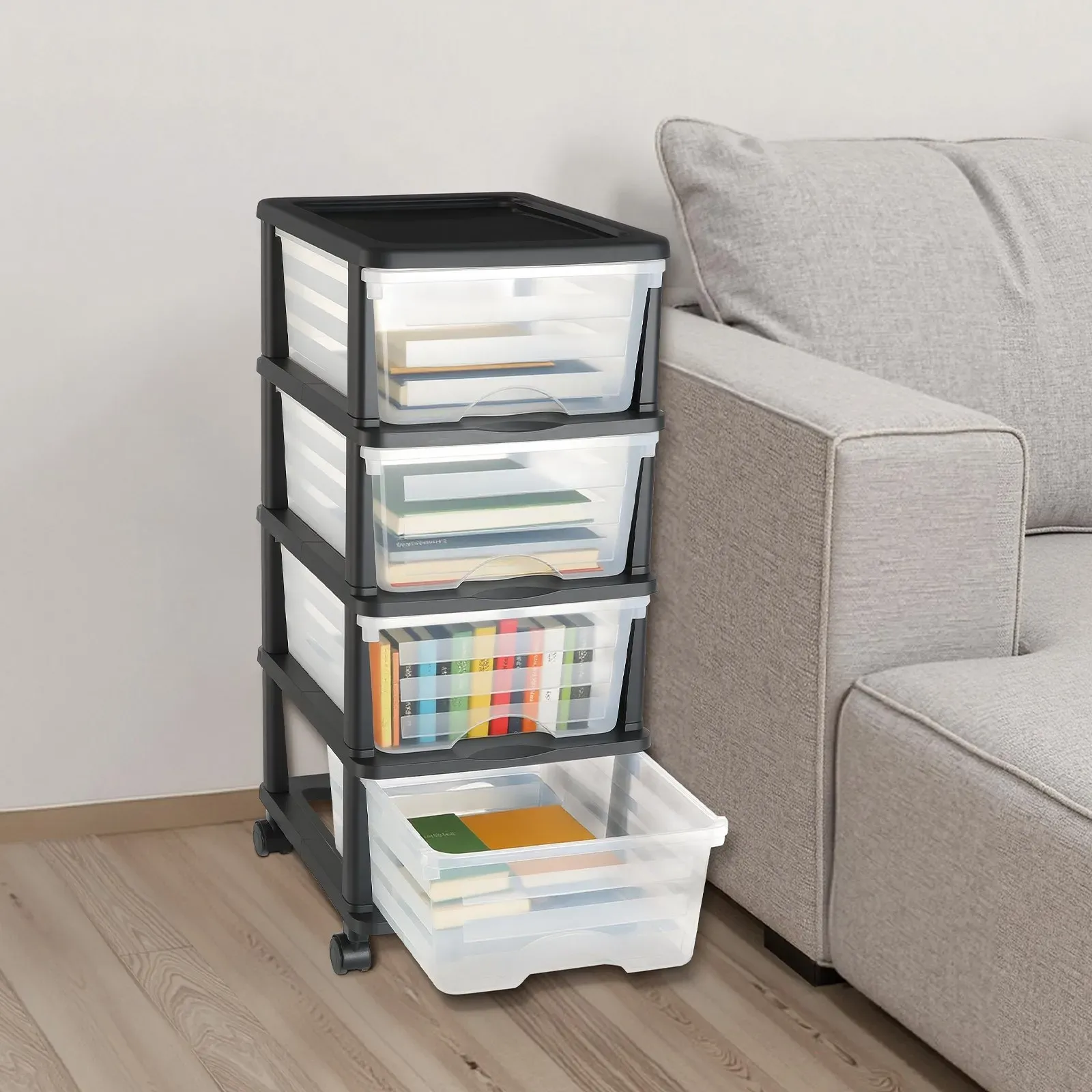 Plastic Storage Drawers Cart view 3