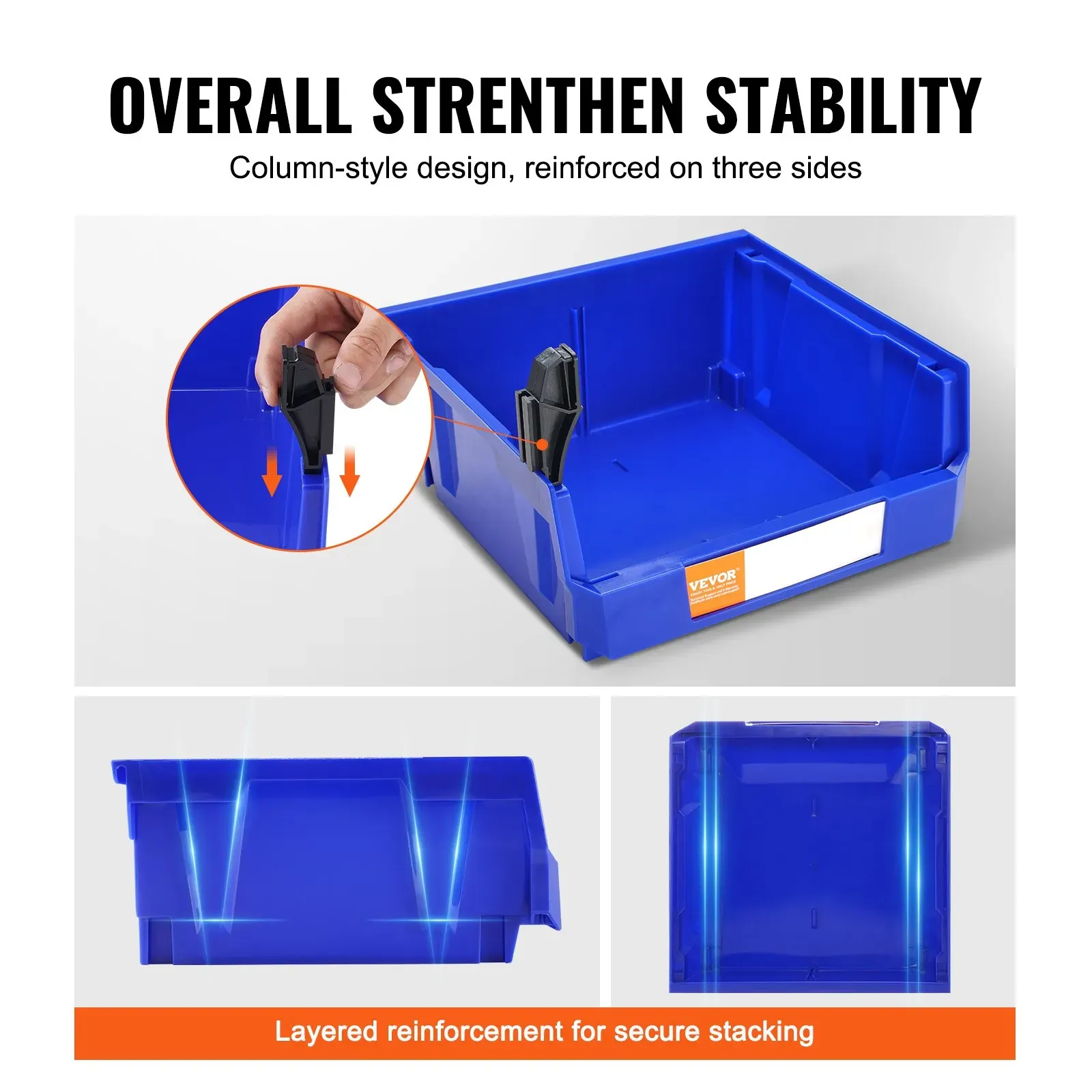 Plastic Storage Bin, (276 mm x 279 mm x 128 mm), Blue/Red, 6-Pack, Kitchen view 5