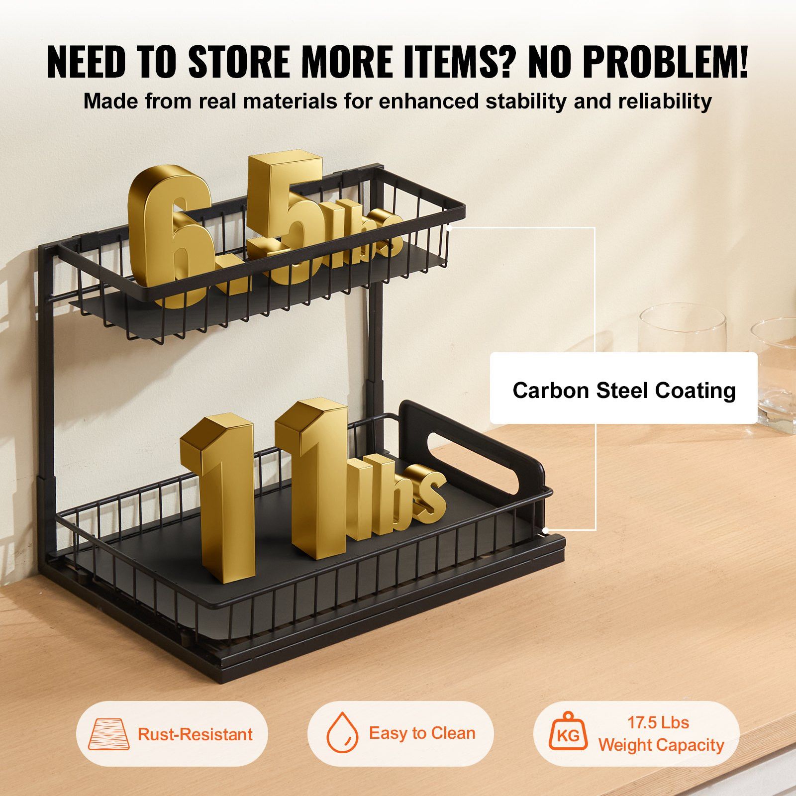 2-Tier Pull Out Cabinet Organizer view 4