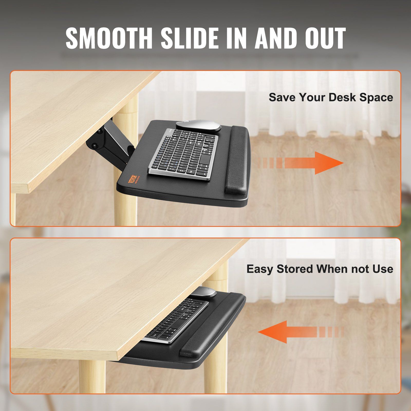 Keyboard Tray under Desk Adjustable Height and Angle Slide Out Keyboard Holder view 2