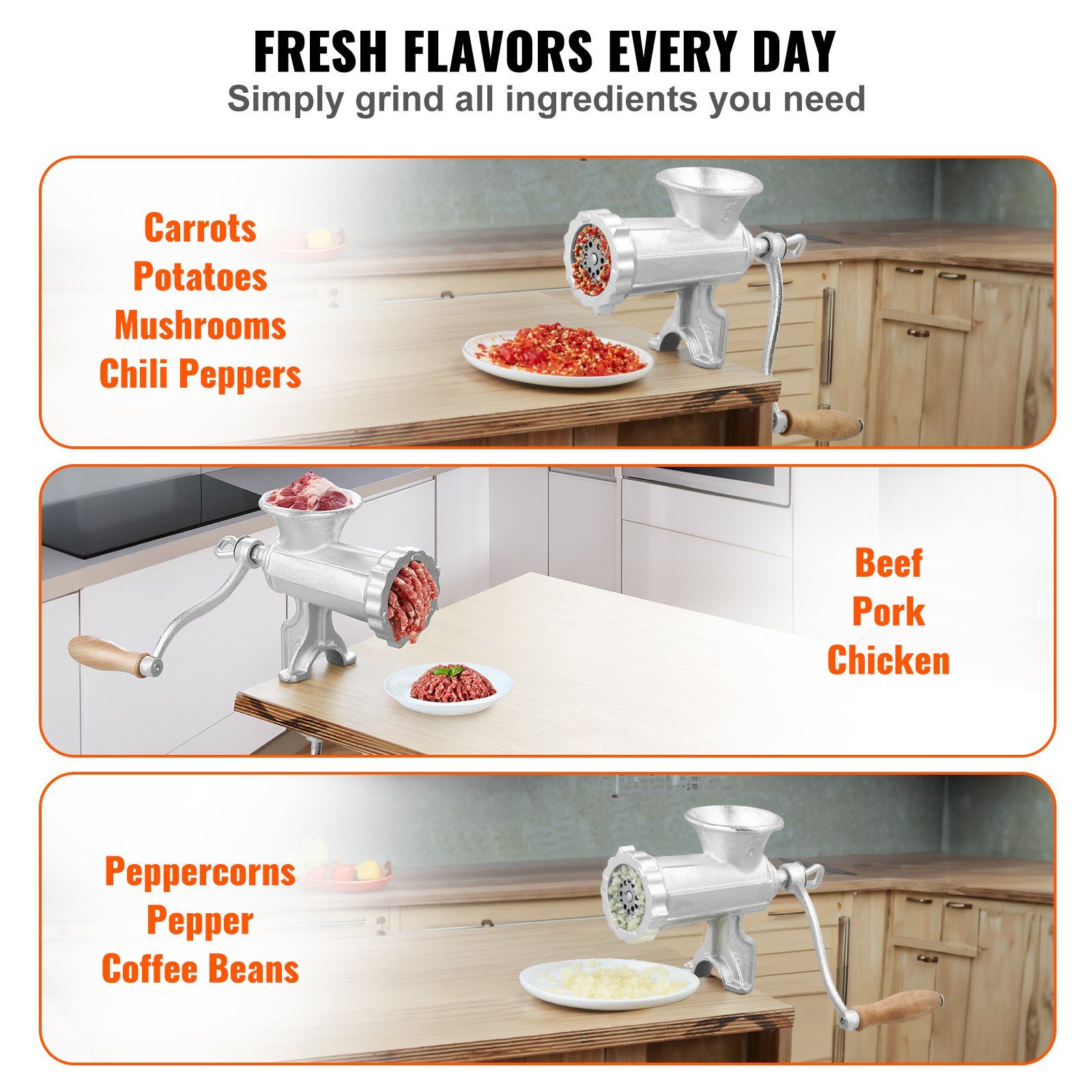 Manual Meat Grinder, Meat Mincer Sausage Maker with 1 Cutting Blade, 3 Sausage view 5