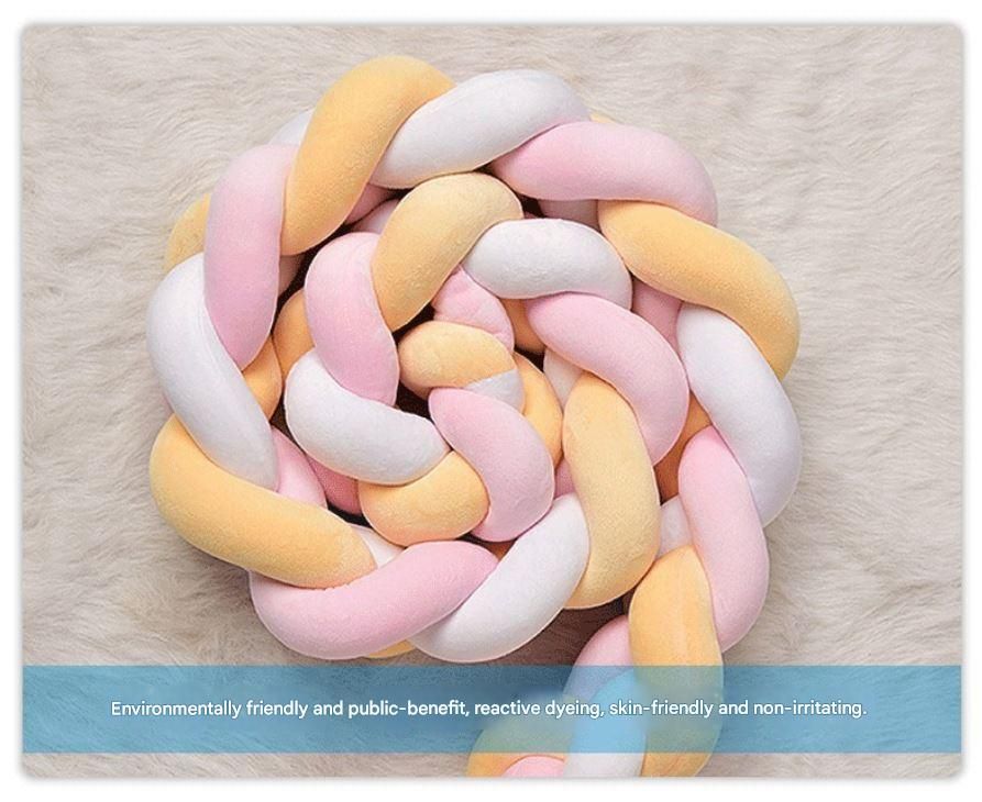 Pink 2M Nordic 3-Strand Hand-Braided Knot Long Pillow - Soft Plush Sofa Cushion view 3
