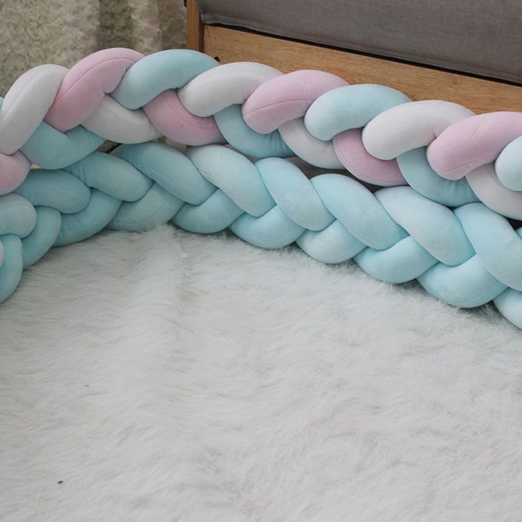White & Grey & Green 2M Nordic 3-Strand Hand-Braided Knot Long Pillow - Soft view 4