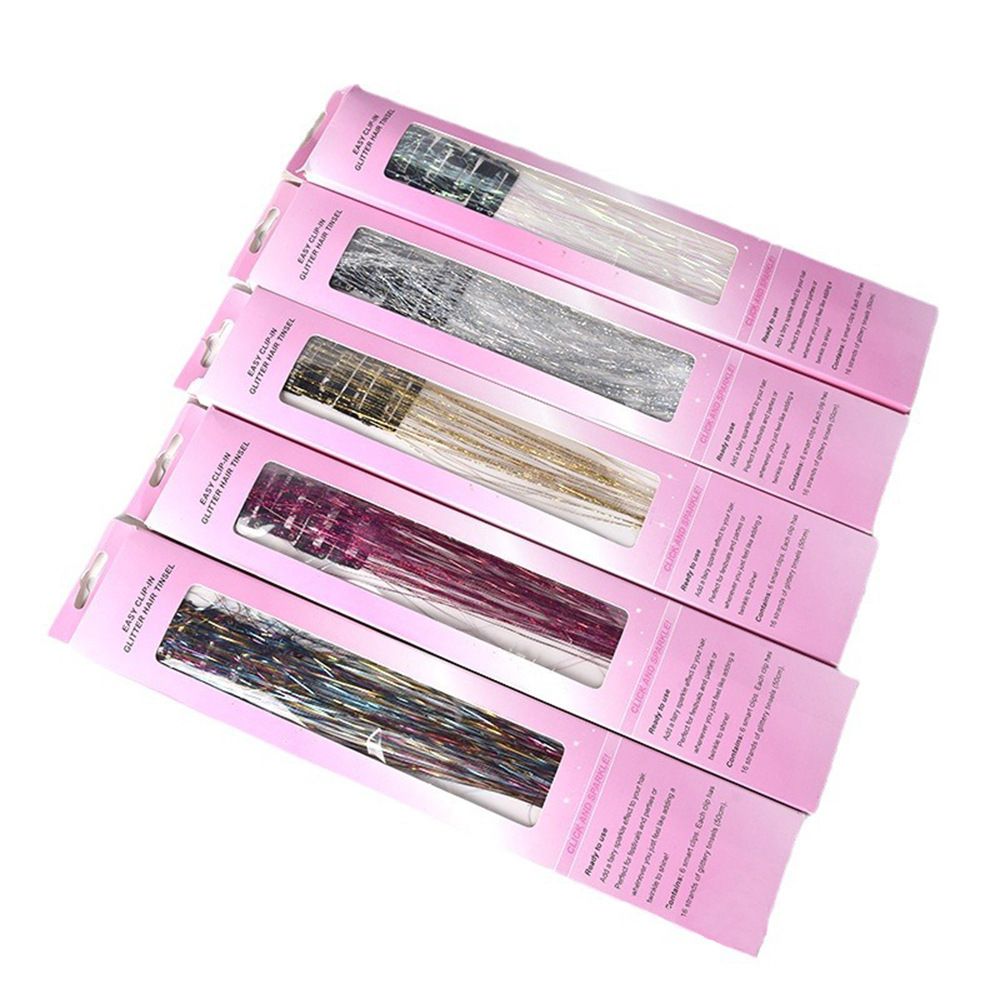 Colorful Laser Iridescent Hair Extensions – 12-Piece Clip-In Highlight Strands view 2