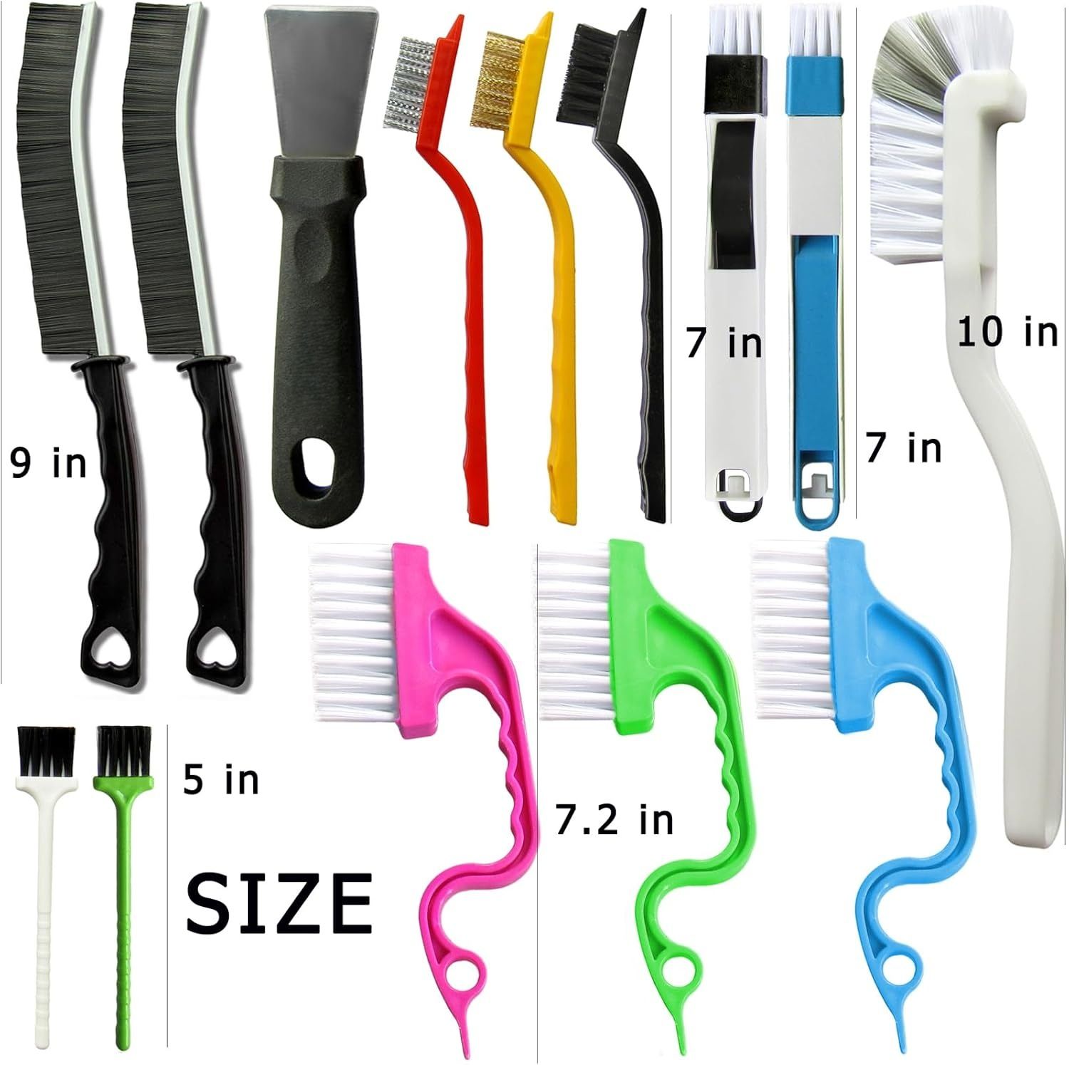 Set A Multi-Use Heavy-Duty Cleaning Brush Set – 12-Piece Hard Bristle Tool Kit view 2