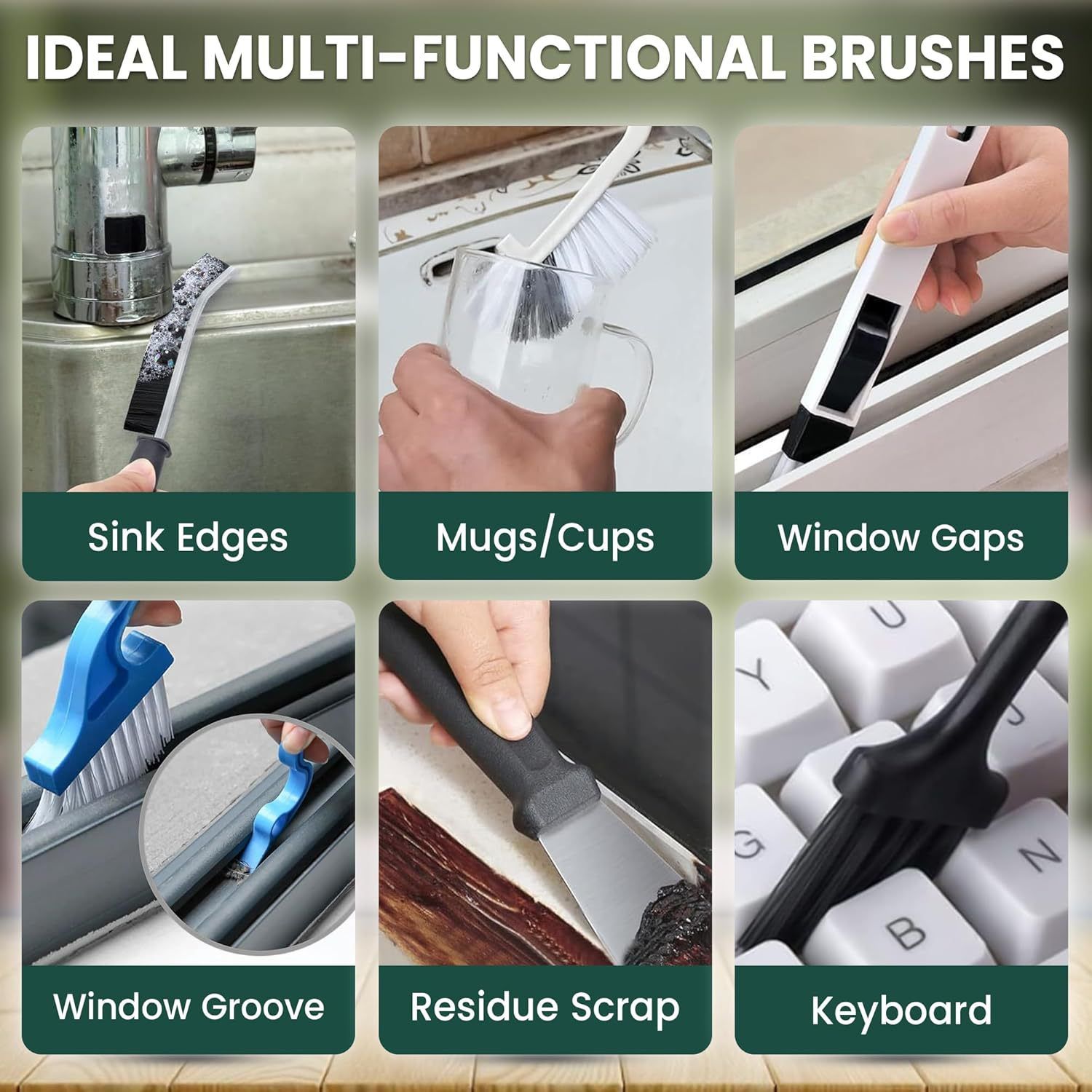 Set A Multi-Use Heavy-Duty Cleaning Brush Set – 12-Piece Hard Bristle Tool Kit view 8