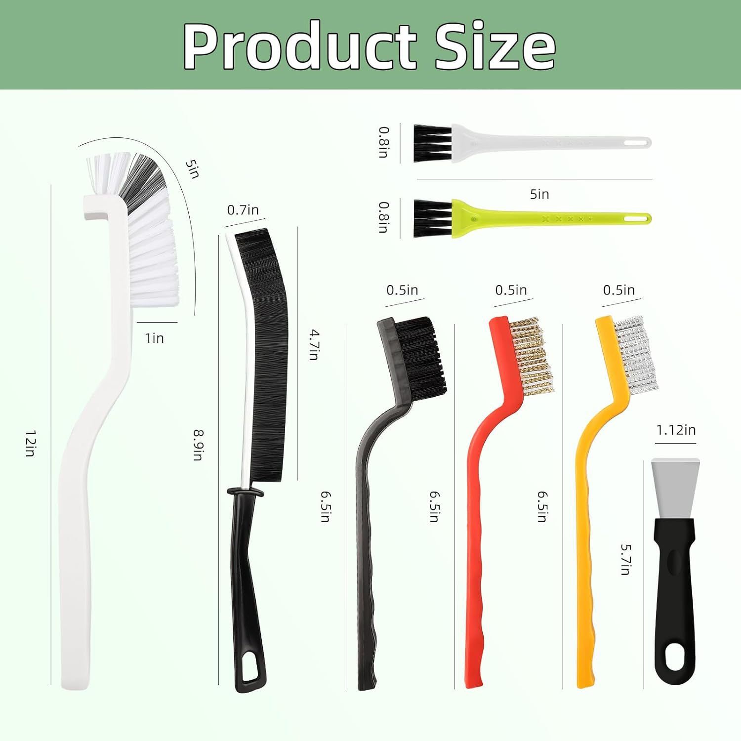 Set C Multi-Use Heavy-Duty Cleaning Brush Set – 12-Piece Hard Bristle Tool Kit view 3