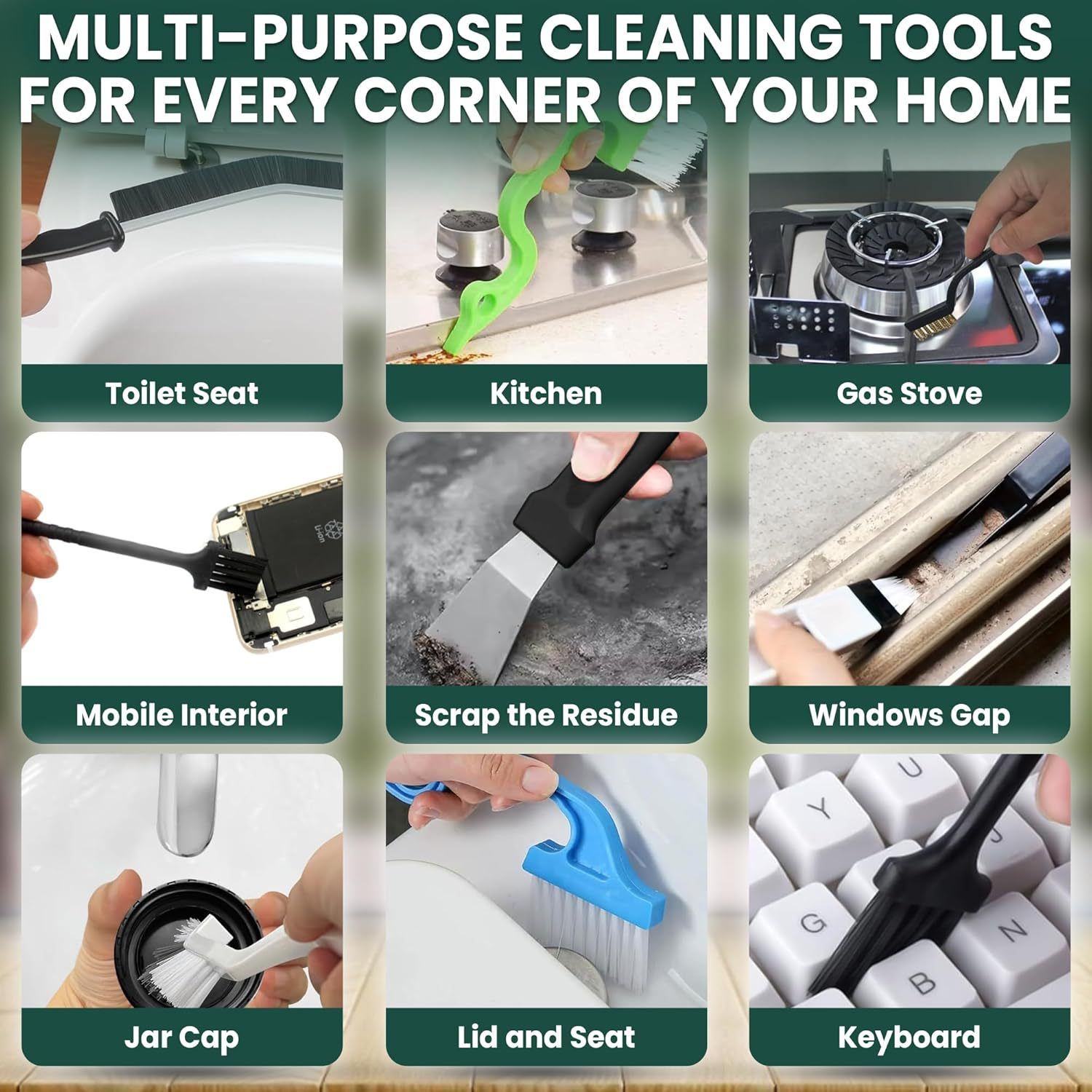 Set C Multi-Use Heavy-Duty Cleaning Brush Set – 12-Piece Hard Bristle Tool Kit view 9
