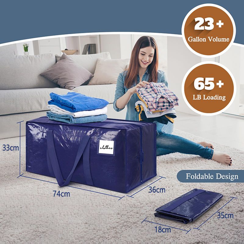 1 Pack Extra Heavy Duty Large Moving Bags with Strong Zipper & Comfortable Handles view 2