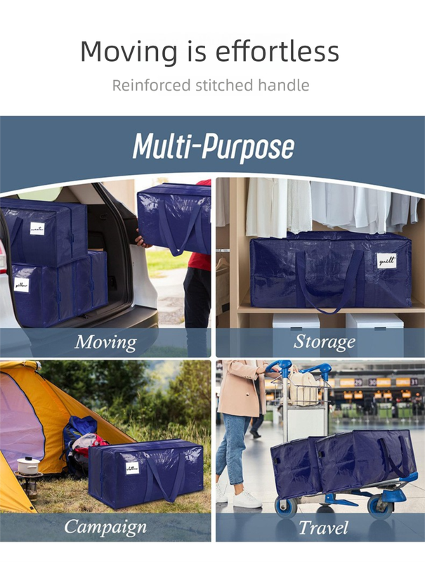 1 Pack Extra Heavy Duty Large Moving Bags with Strong Zipper & Comfortable Handles view 7