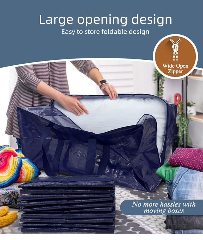 2 Pack Extra Heavy Duty Large Moving Bags with Strong Zipper & Comfortable Handles view 4