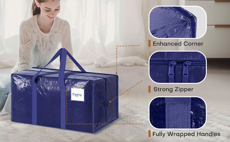2 Pack Extra Heavy Duty Large Moving Bags with Strong Zipper & Comfortable Handles view 5