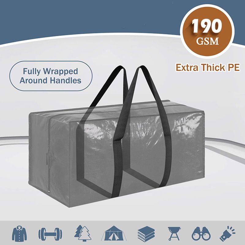 4 Pack Extra Heavy Duty Large Moving Bags with Strong Zipper & Comfortable Handles view 3