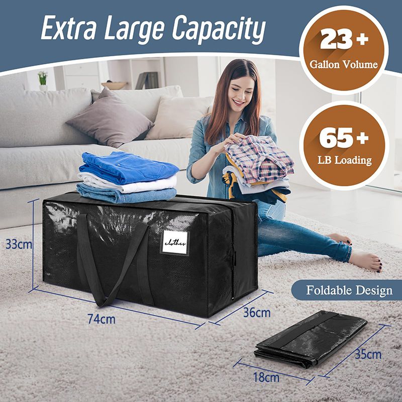 4 Pack ( 2 Dark Blue+2 Black ) Extra Heavy Duty Large Moving Bags with Strong view 2