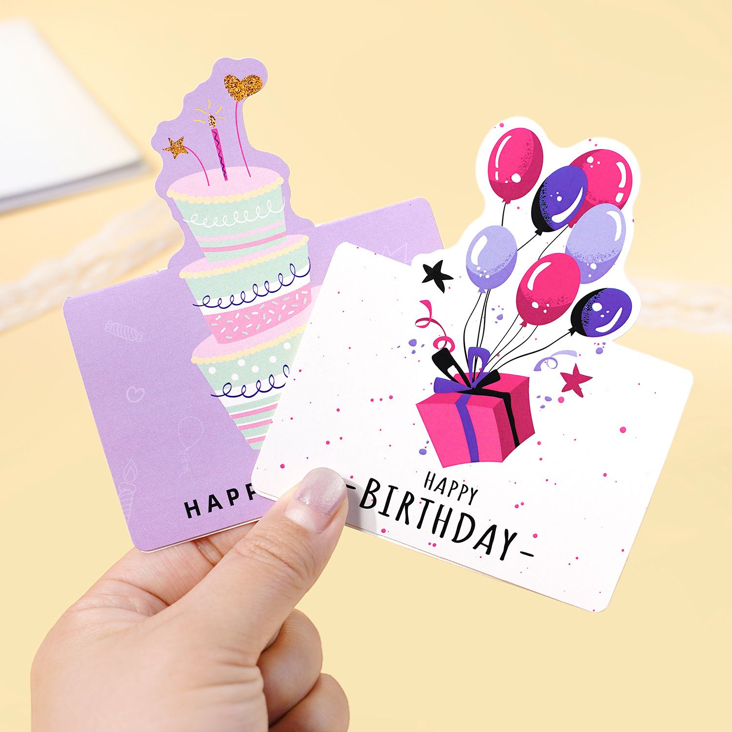 3 Sets 3D Pop-up Birthday Card Set - 3*10pcs Cartoon Panda/Cake/Balloon view 3