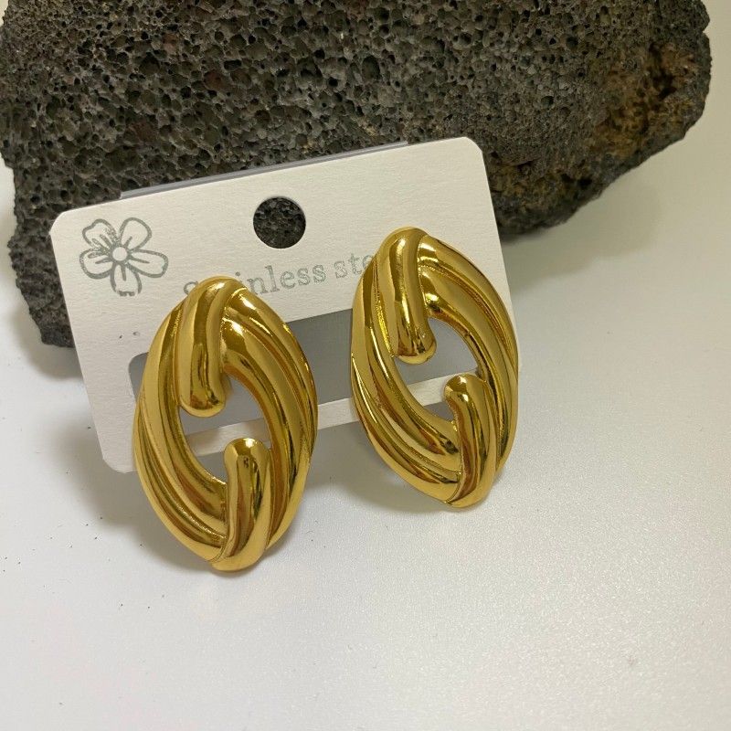 Combination C 18K Gold-Plated Stainless Steel Earring Set - 3 Pairs Minimalist view 3