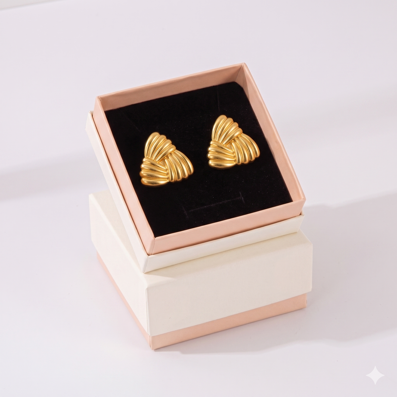 Combination C 18K Gold-Plated Stainless Steel Earring Set - 3 Pairs Minimalist view 6