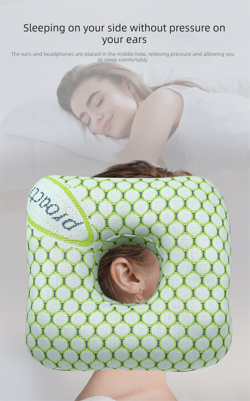 Grey Ear Piercing Pillow - Soft Side Sleeper Cushion with Hollow Center for view 5