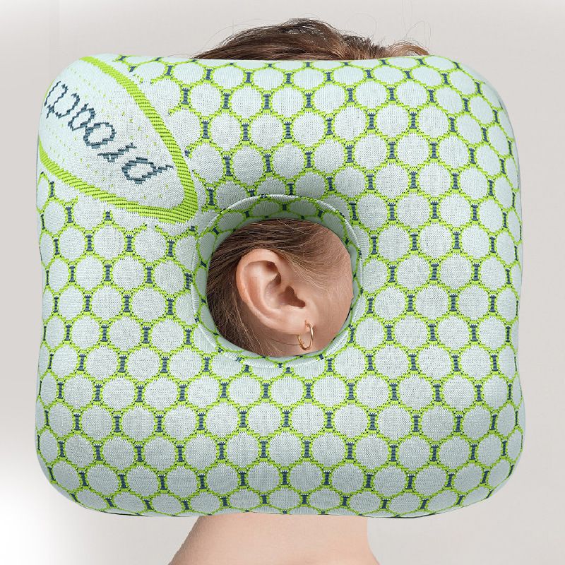Light Gold Ear Piercing Pillow - Soft Side Sleeper Cushion with Hollow Center view 3