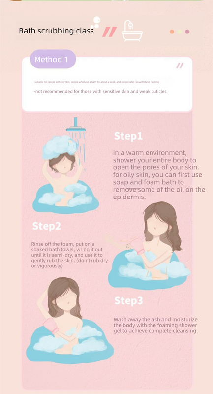 Pink 3-Piece Exfoliating Bath Set with Long-Handle Back Scrubber view 6