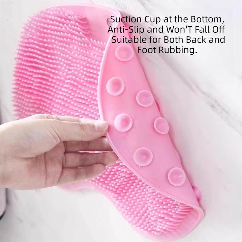 Pink 3-piece set (2-Pack Silicone Foot & Back Scrubber Mat with Suction Cups + view 3