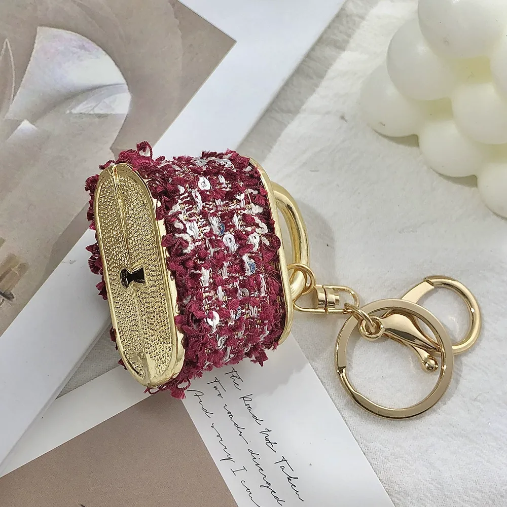 Red Sparkling Rhinestone Lock Keychain - 3D Mini Handbag Charm with Alloy & view 6