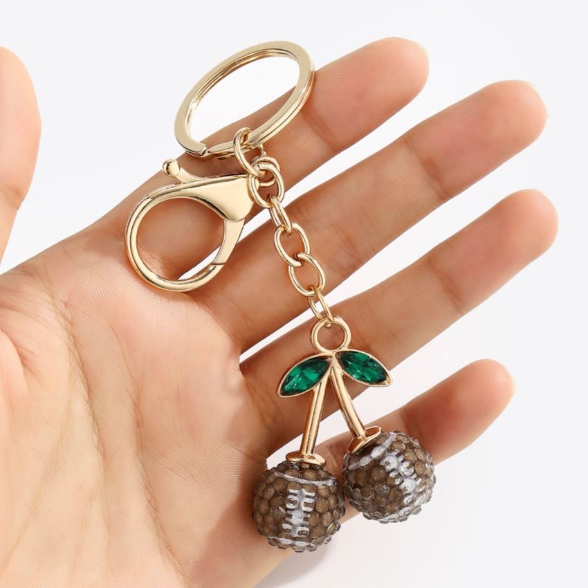 2 Pcs Black and white soccer ball design Creative Sports Ball Cherry Keychain view 3