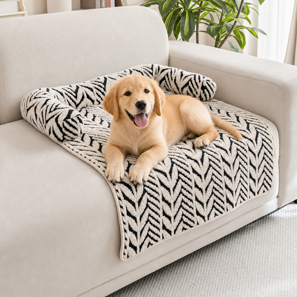 Brown Plush Pet Bed Mat - 60 x 80 cm Polyester Fibre - Thickened Soft Cushion view 2