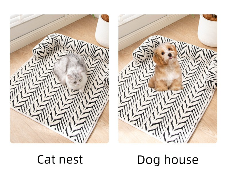 Brown Plush Pet Bed Mat - 60 x 80 cm Polyester Fibre - Thickened Soft Cushion view 6