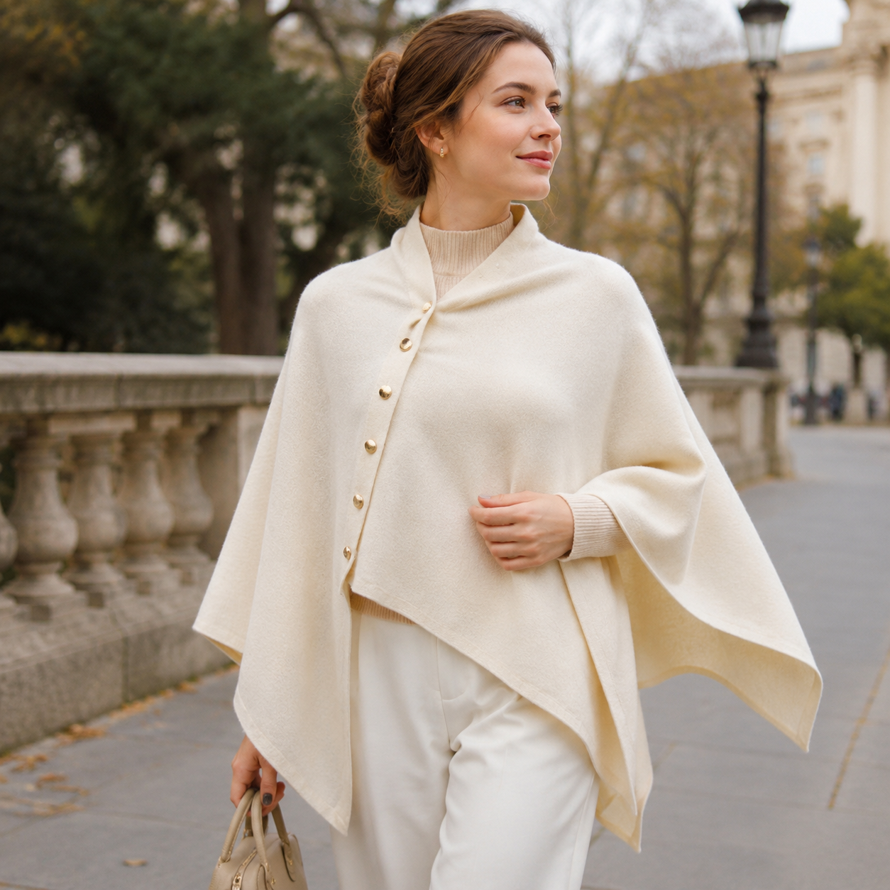 Brown Women's Winter Shawl Wrap - 140 x 56 cm Polyester Two Way Knitted Cape Scarf view 5