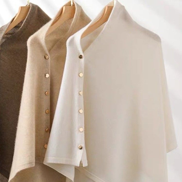 Khaki Women's Winter Shawl Wrap - 140 x 56 cm Polyester Two Way Knitted Cape Scarf view 4