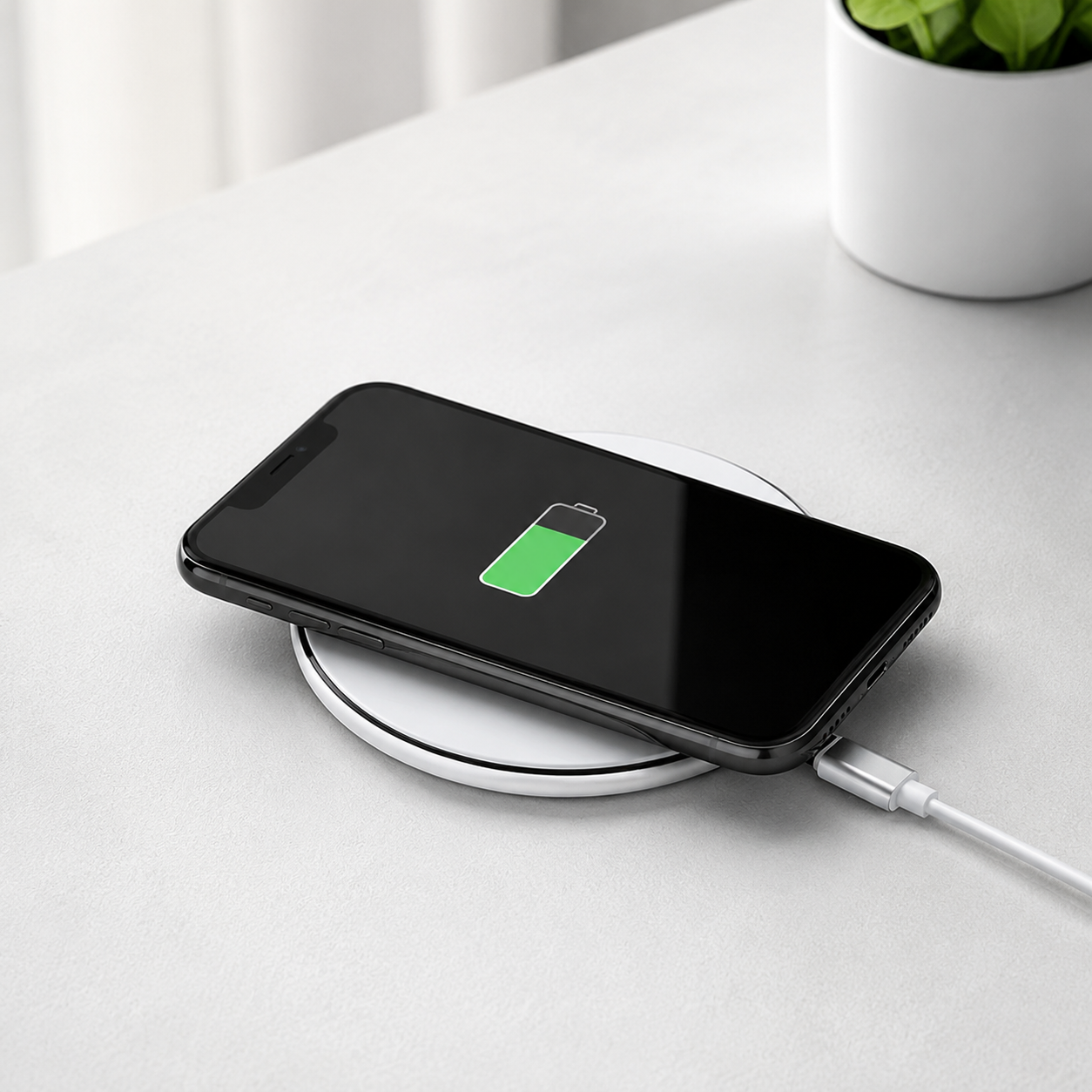 Black 15W Qi Wireless Phone Charger - Compact Cable Free Charging for Qi view 3