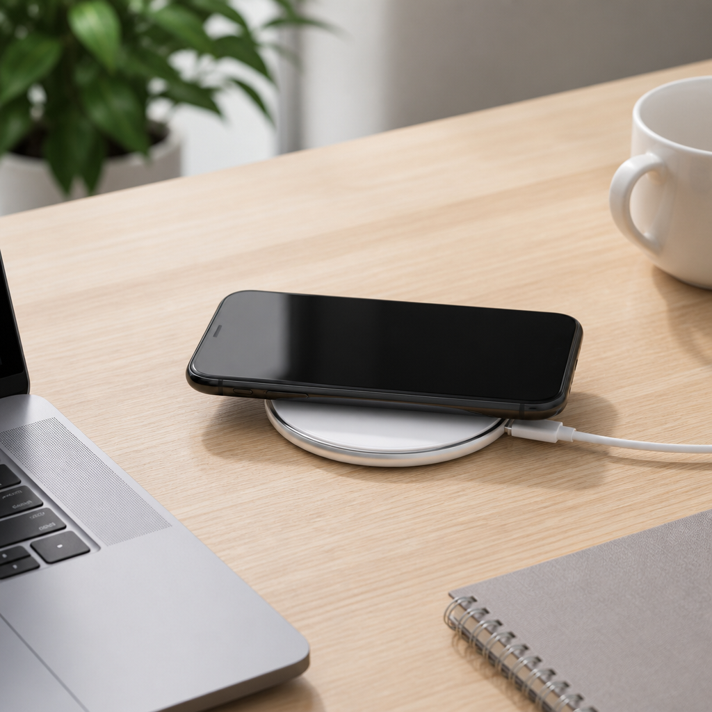 Black 15W Qi Wireless Phone Charger - Compact Cable Free Charging for Qi view 5