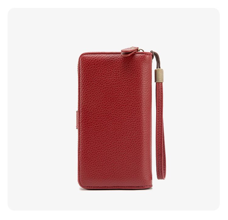 Black Women's Long Zipper Wallet with Wristlet – Multi-Card Slots view 5