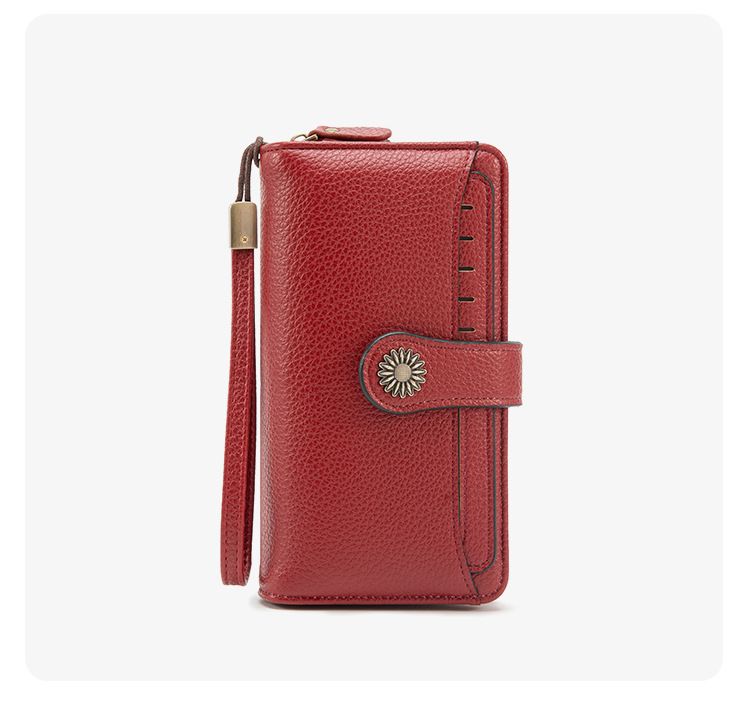 Blue Women's Long Zipper Wallet with Wristlet – Multi-Card Slots view 3