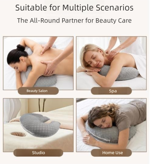 Pink Ergonomic M-Shaped Breast Support Pillow for Spa & Postpartum Care – Soft view 4