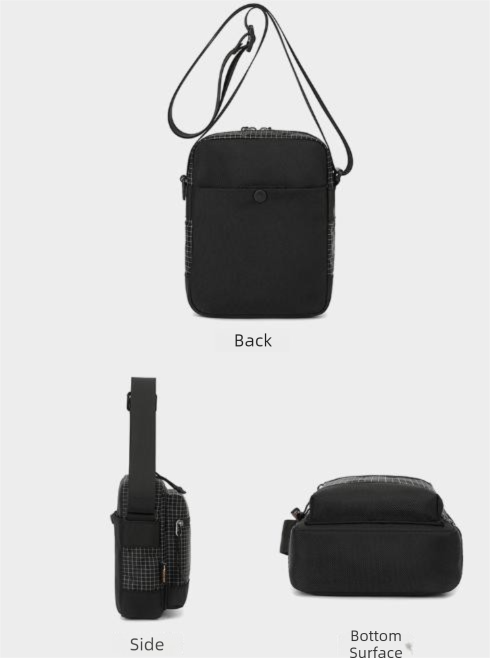 Gray Unisex Plaid Nylon Crossbody Bag – Lightweight Multi-Pocket Shoulder Bag view 6