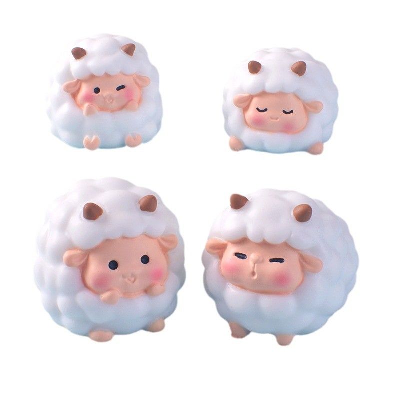 Cute Mini Resin Sheep Figurines – Set of 8 Micro Landscape & Desktop Decor (4 view 2