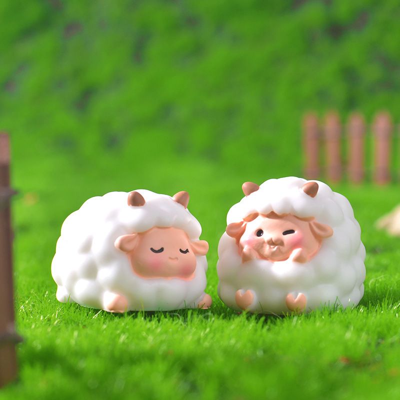Cute Mini Resin Sheep Figurines – Set of 8 Micro Landscape & Desktop Decor (4 view 3
