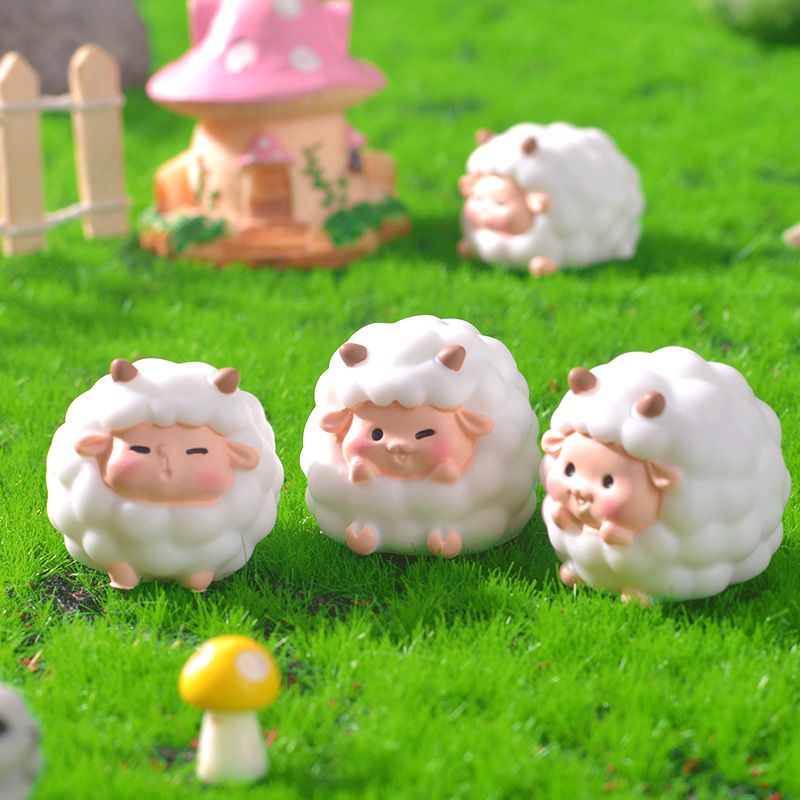 Cute Mini Resin Sheep Figurines – Set of 8 Micro Landscape & Desktop Decor (4 view 4